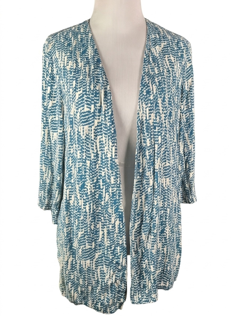 Stile Benetton Open Front Geometric Kimono Style Cardigan Size 4